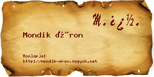 Mondik Áron névjegykártya